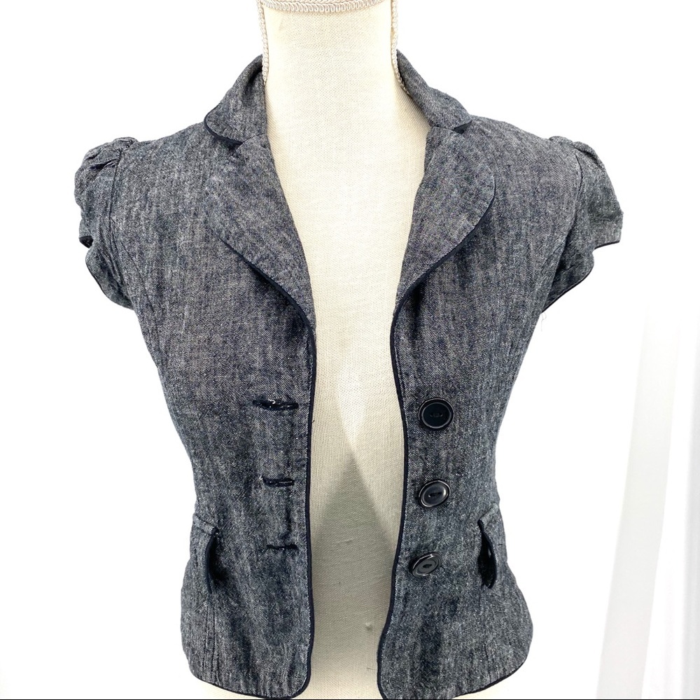IZ BYER gray Cropped blazer with cap Sleeve 🎁🎁
